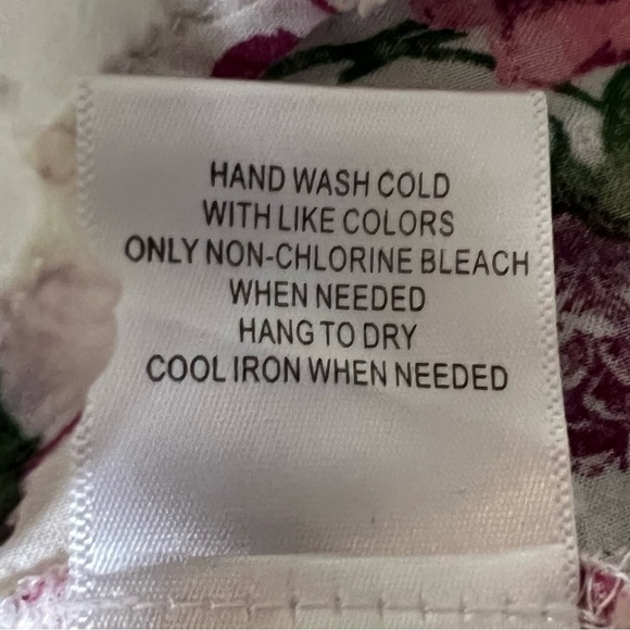 MODCLOTH Floral Blouse Swiss Dot White Pink Tie Front Long Sleeve Size Medium - Picture 8 of 9